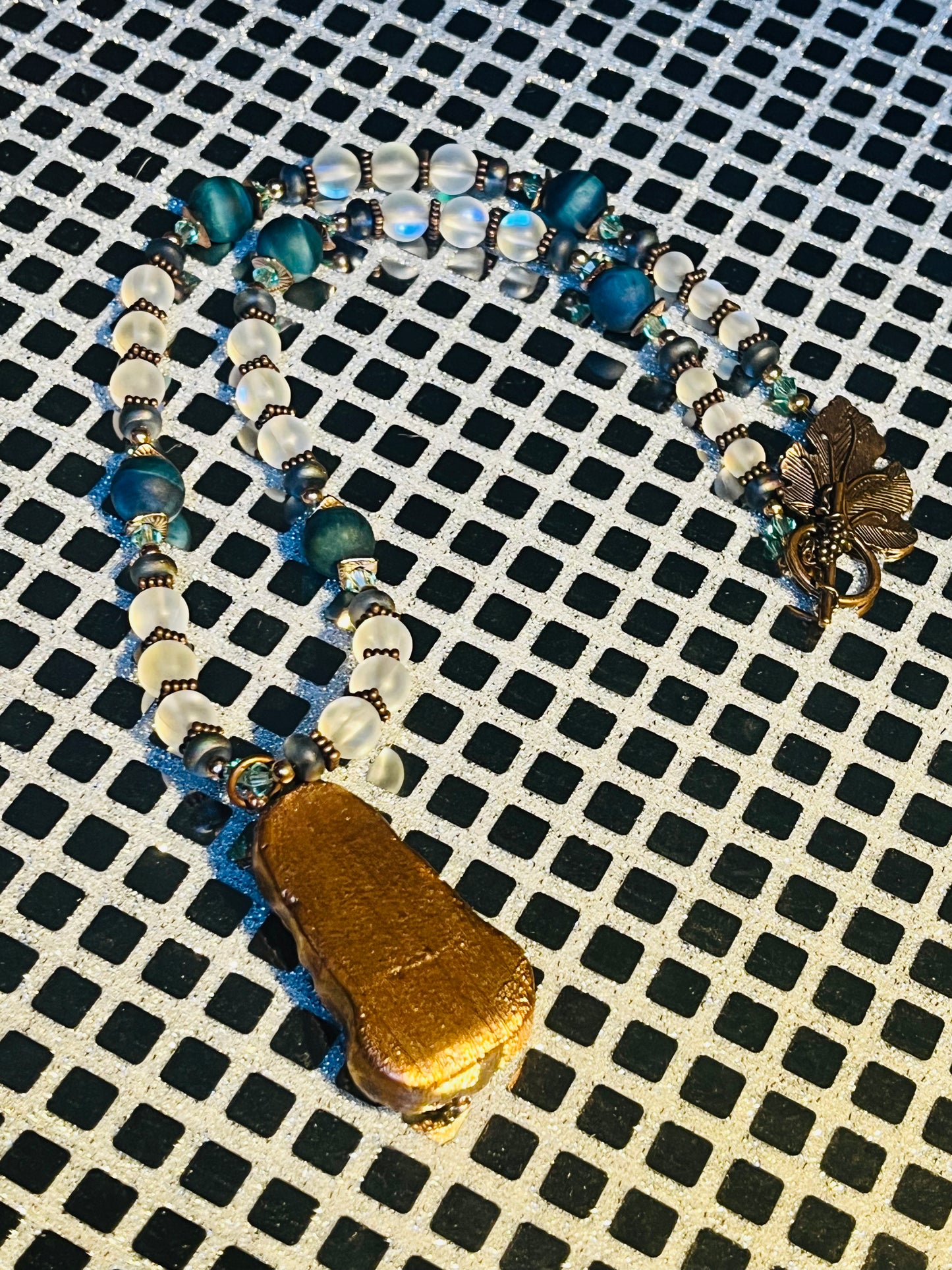 Labradorite Buddha Necklace and Earring Set